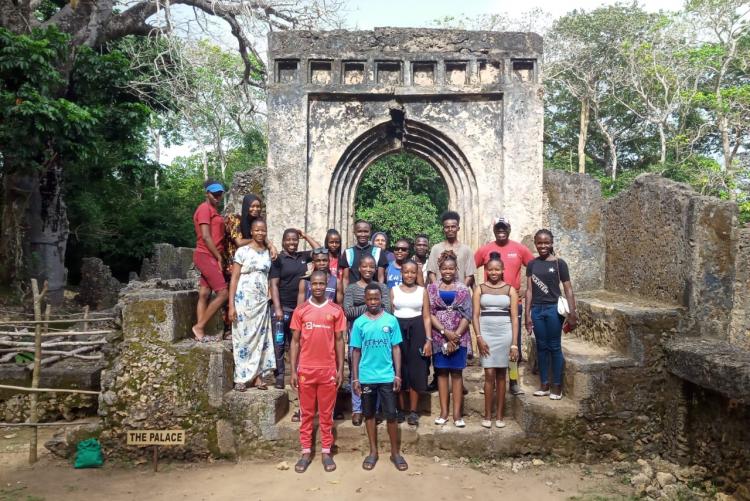 Prof.Olali and Prof.Timammy with CLK 404 students at Gede Ruins, Kilifi County
