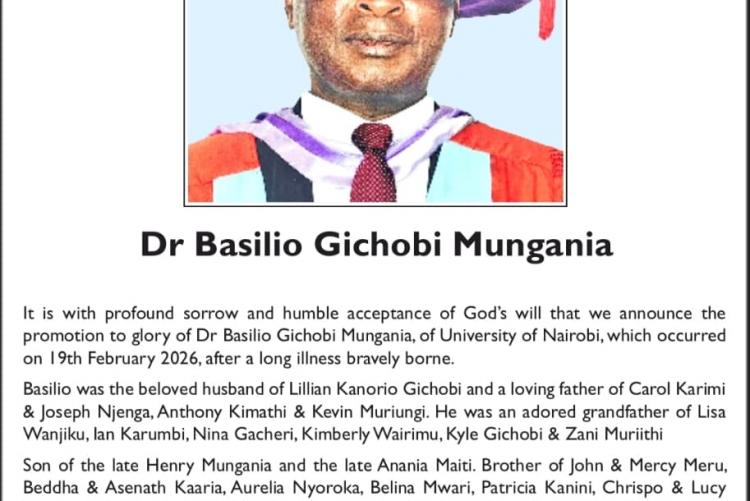KIFO CHA DKT. BASILIO GICHOBI MUNGANIA